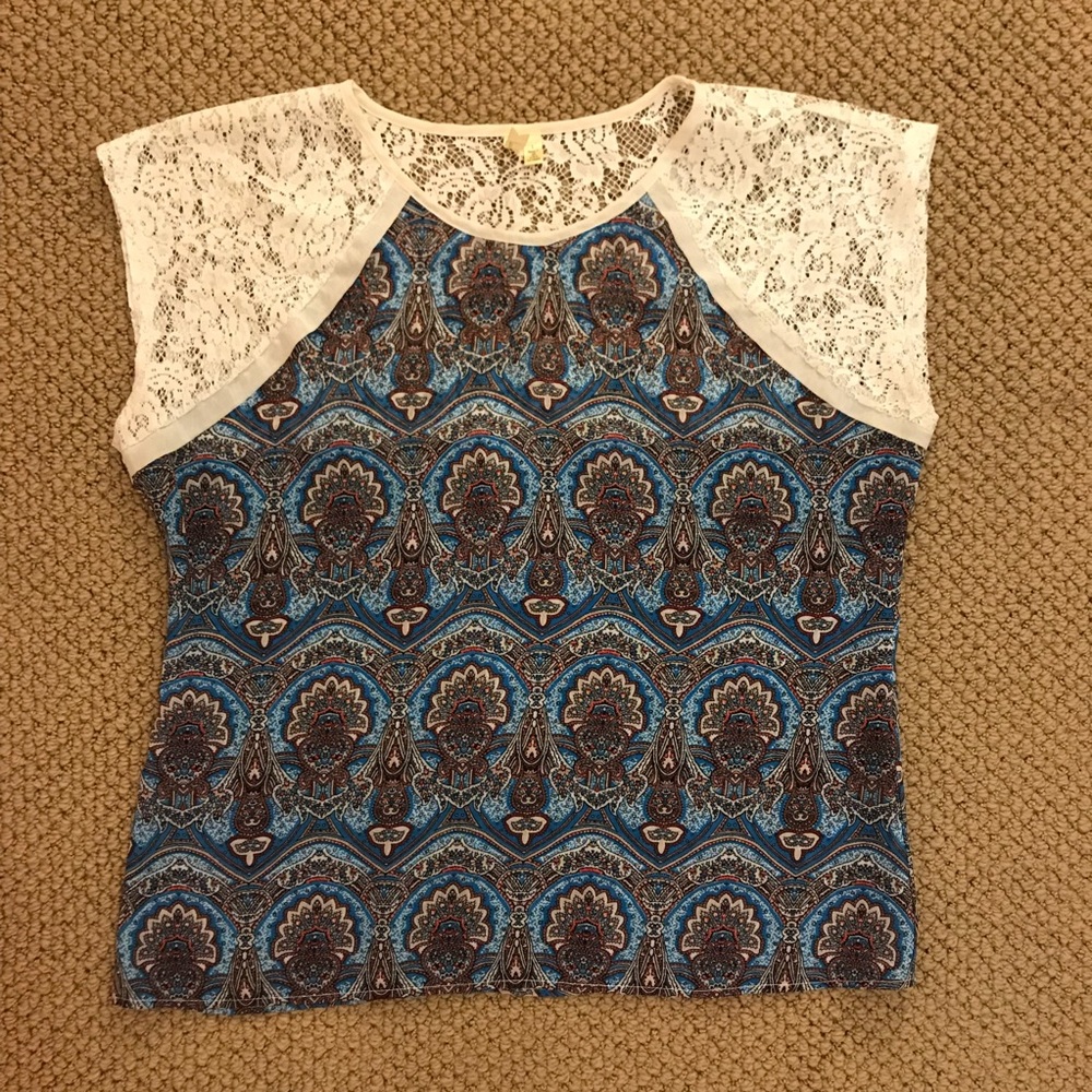 Chenault paisley half lace blouse